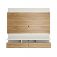 Manhattan Comfort 400151 Brill 70.94 Floating Entertainment Center with LED Lights in Cinnamon and Off White